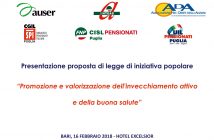 Promozione e valorizzazione dell’invecchiamento attivo e della buona salute: presentata a Bari proposta di legge di iniziativa popolare